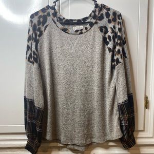 Cheetah / Plaid block sweater